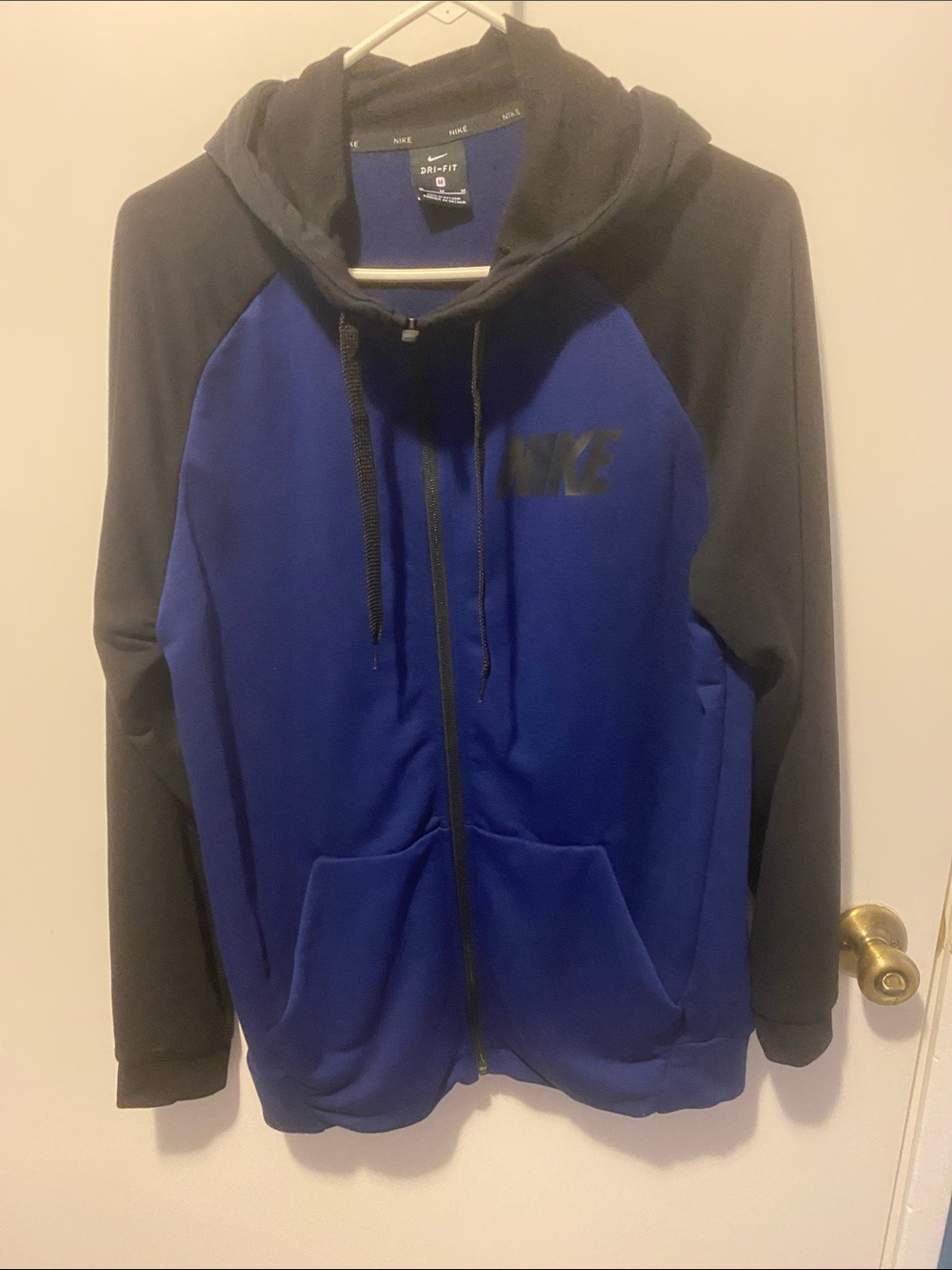 Nike Royal Blue and Black Dri-FIT Zip-Up Hoodie